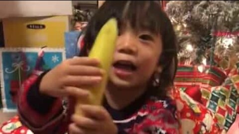 Little boy goes bananas after receiving Christmas gift!