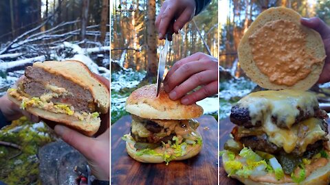 Delicious chisburger cooked in the BUSHKRAFT style!