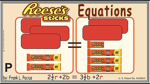 VISUAL REESES STICKS 2.5r+2b=3.5b+2r EQUATION _ SOLVING EQUATIONS _ SOLVING WORD PROBLEMS