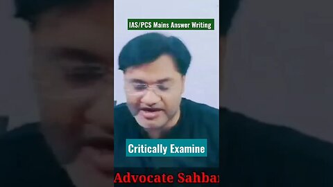 Critically Examine|| IAS/ PCS Mains Answer Writing! #ias #upsc #ips #viral #shorts #youtubeshorts