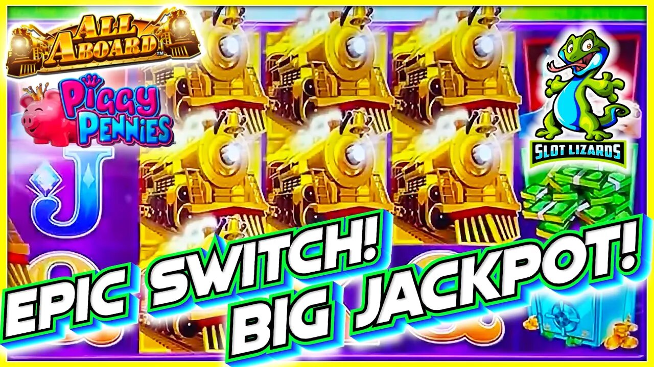 EPIC SWITCH BIG JACKPOT COMEBACK! KIMZILLA LUCK! All Aboard Piggy Pennies Slot HIGHLIGHT