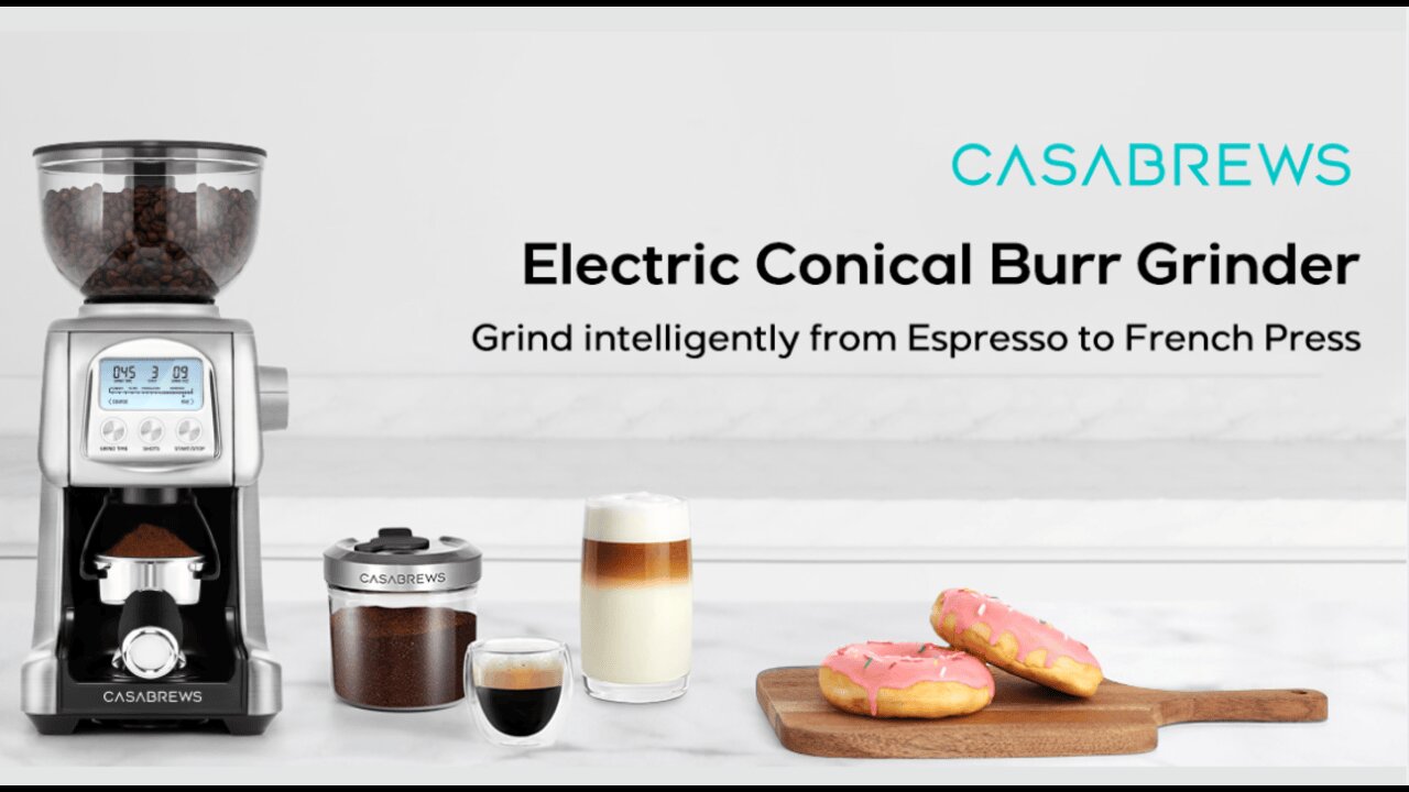 CASABREWS Electric Coffee Grinder, Conical Burr Coffee Bean Grinder