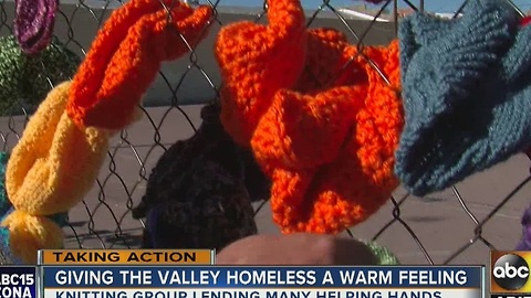 'Yarn Bomb' in central Phoenix leaves winter gear for those in need