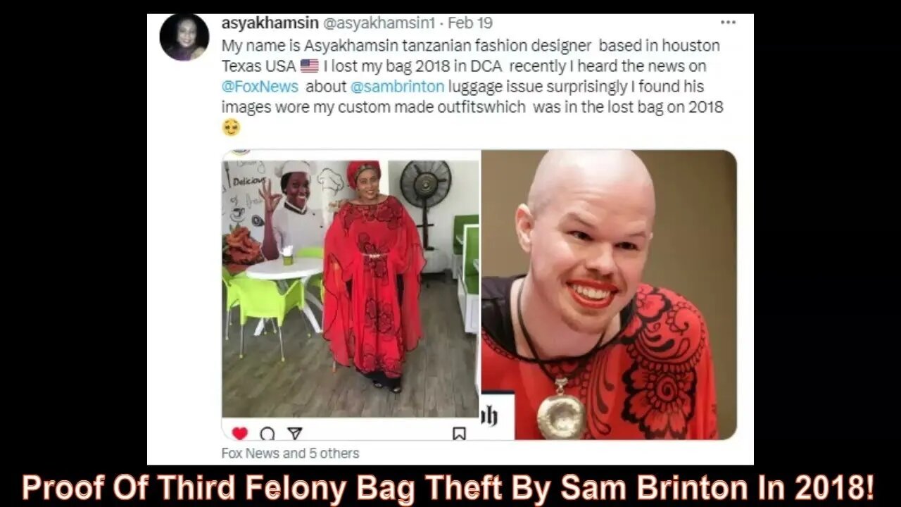 Proof Of Third Felony Bag Theft By Sam Brinton In 2018!