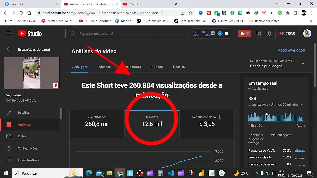 2600 inscritos com apenas um vídeo de 10 segundos como ganhar inscritos rápido