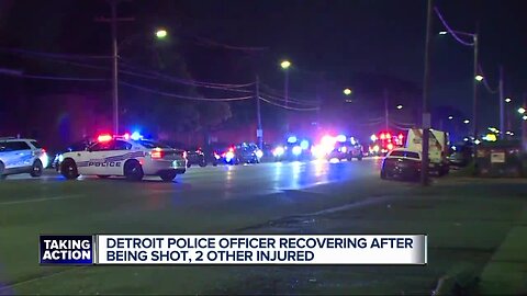 Detroit police officer recovering after being shot, 2 others injured