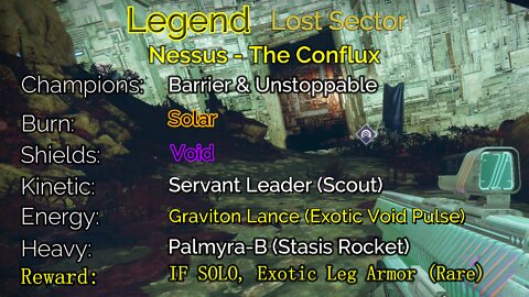 Destiny 2 Legend Lost Sector: Nessus - The Conflux 6-19-22