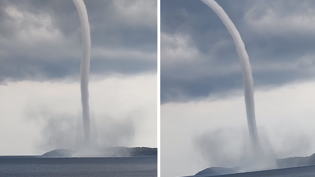 Absolutely insane waterspout captured on camera off coast of Greece