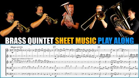 BRASS QUINTET "Alleluia" by W.A.Mozart. Sheet Music Play Along!