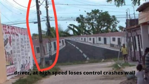 High speed driver crosses wall and invades