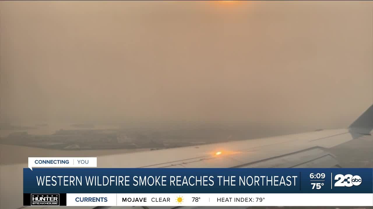 Western wildfire smoke reaches the northeast