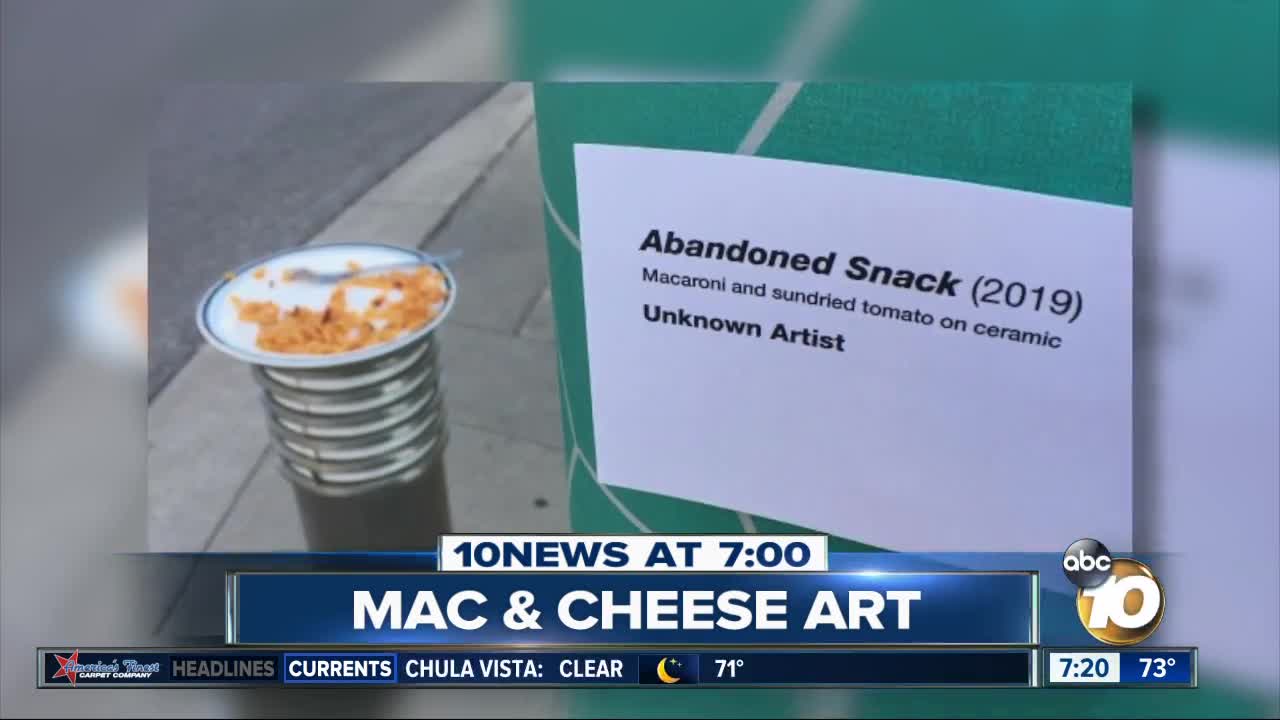 Mac & cheese turned into art on street?