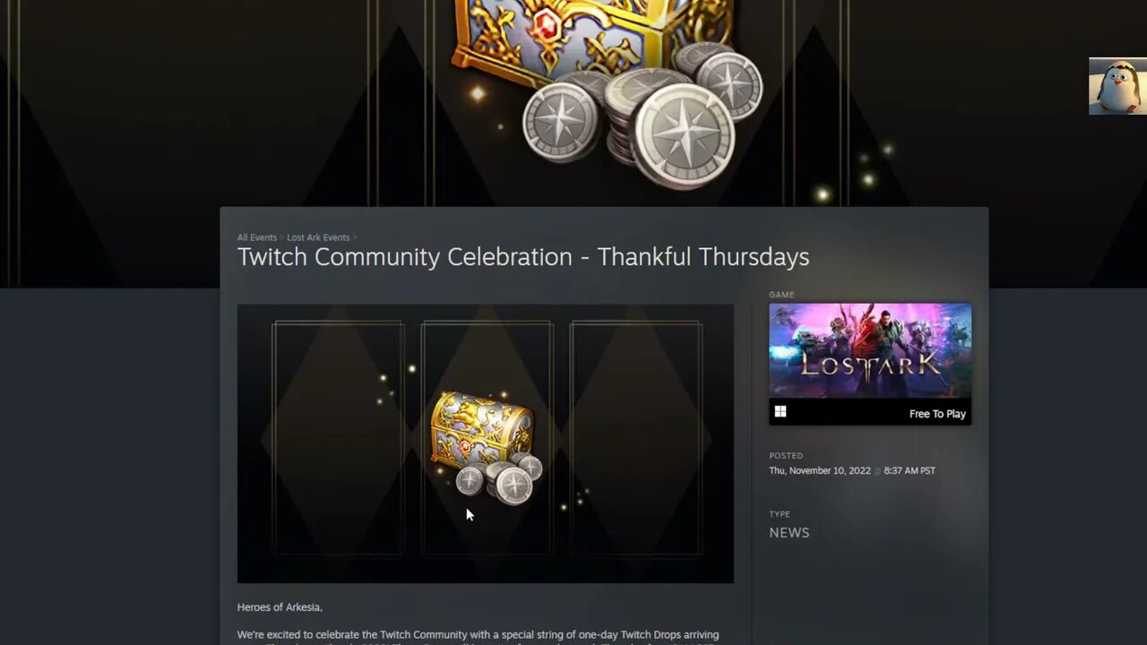 "Thankful Thursdays!" 1 Day Twitch Drop Events! Get your Free 1 Million Silver Today!