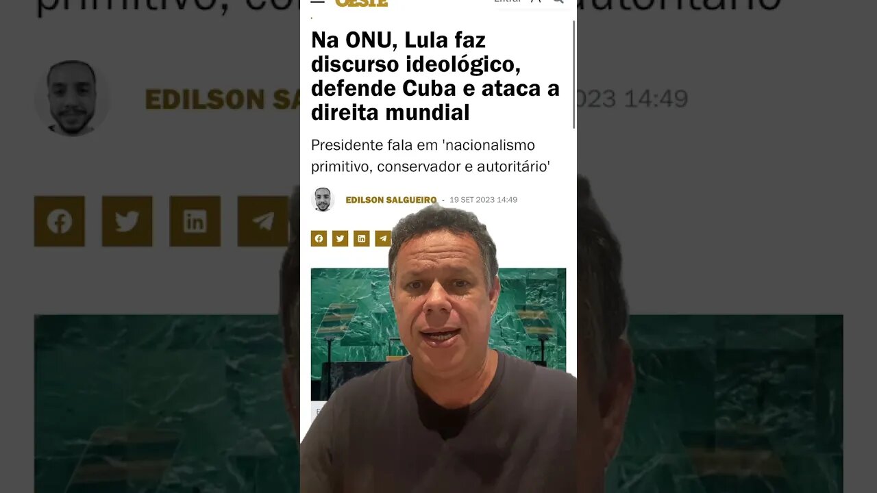Na ONU Lula faz discurso ideológico e se declara um verdadeiro Comunista #shortsvideo
