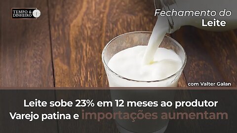 Leite sobe 23% em 12 meses ao produtor. Varejo patina e importações aumentam.