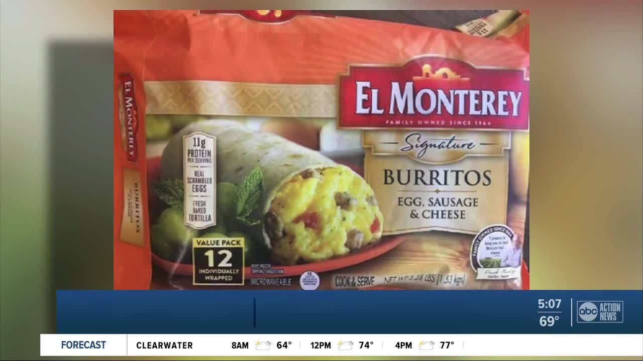 55K pounds of frozen El Monterey breakfast burritos recalled due to plastic pieces