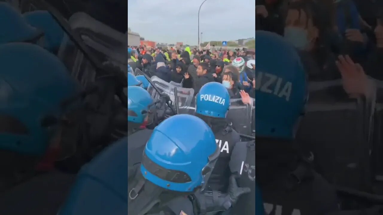 ITALY - Police Attack Port Workers And Protesters In Trieste