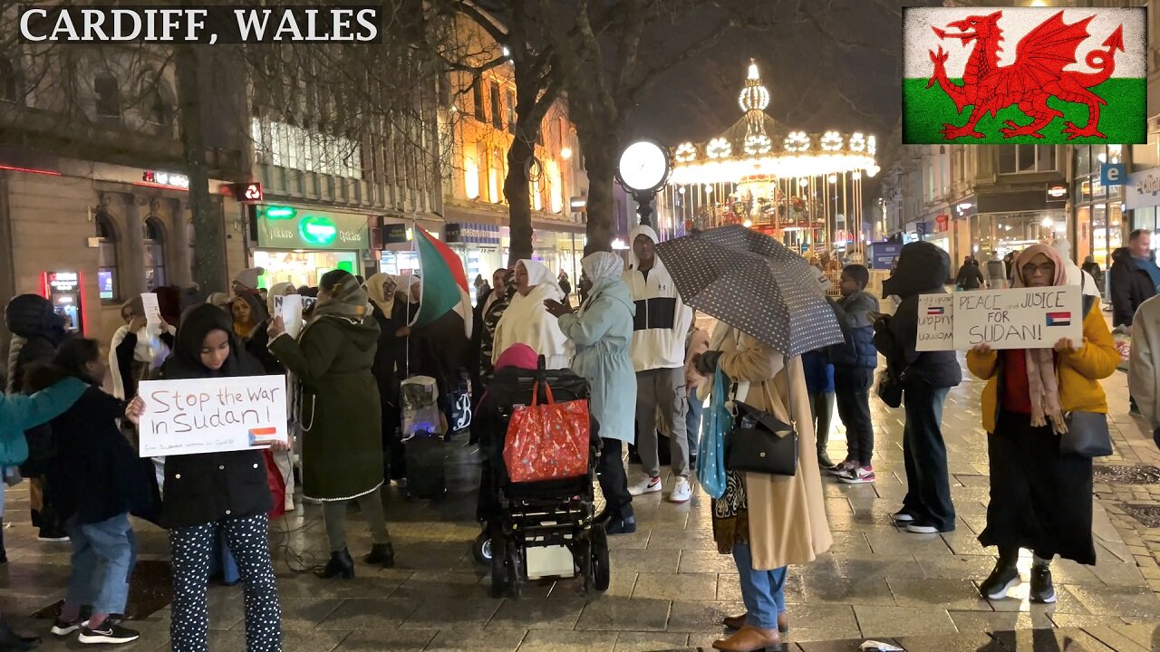 The Sudanese Community Association in Cardiff protesting against the war in Sudan