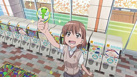 A Certain Scientific Railgun S - Misaka trying to get a Gekota figurine