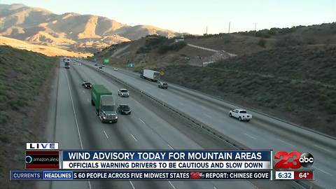 CalTrans alert drivers with wind advisory