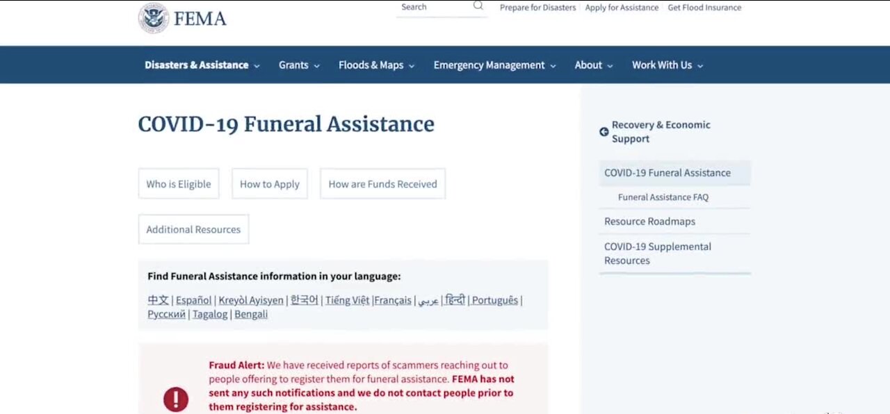 FEMA accepting COVID-19 funeral assistance applications