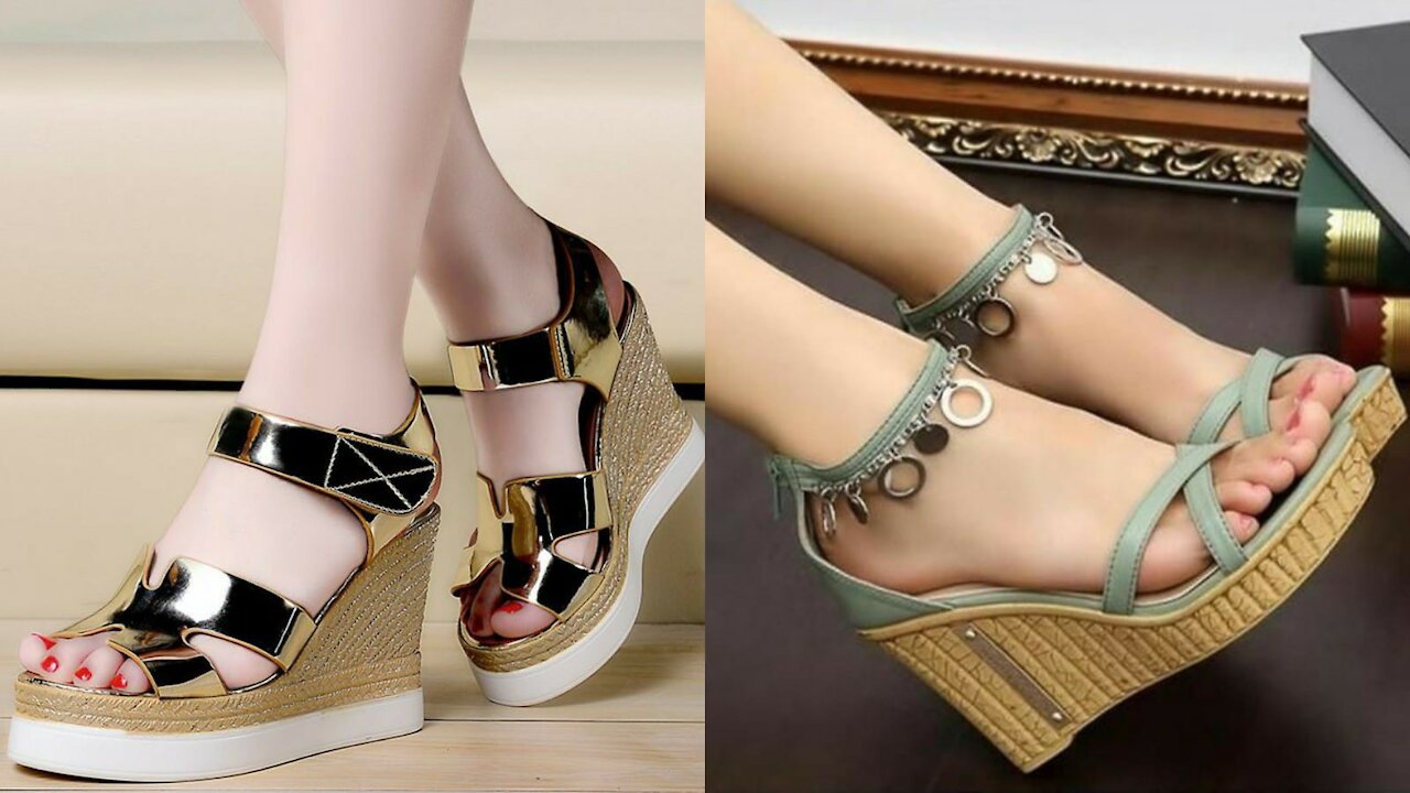 Latest fashion demand footwear collection #wedge sandals for women