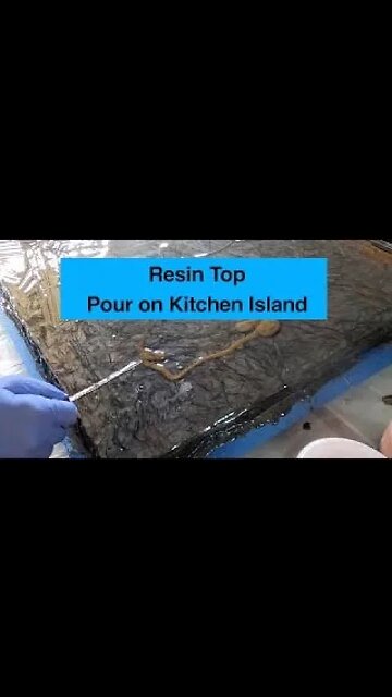 Resin top pour on kitchen island pt 2 #Shorts