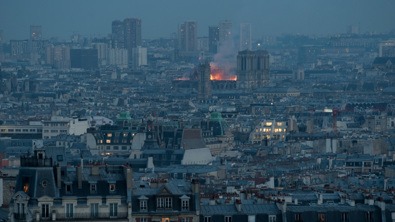 Witnesses Watch As Notre Dame Burns