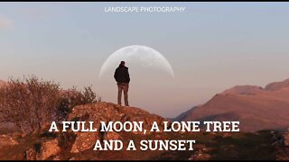 A Full Moon, A Lone Tree And A Sunset