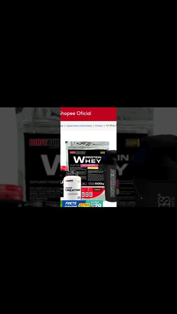 Achei Na Shopee - Kit Whey Protein 500g, Bcaa 4,5 100g, Power Creatine 100g, Coqueteleira - R$59,90