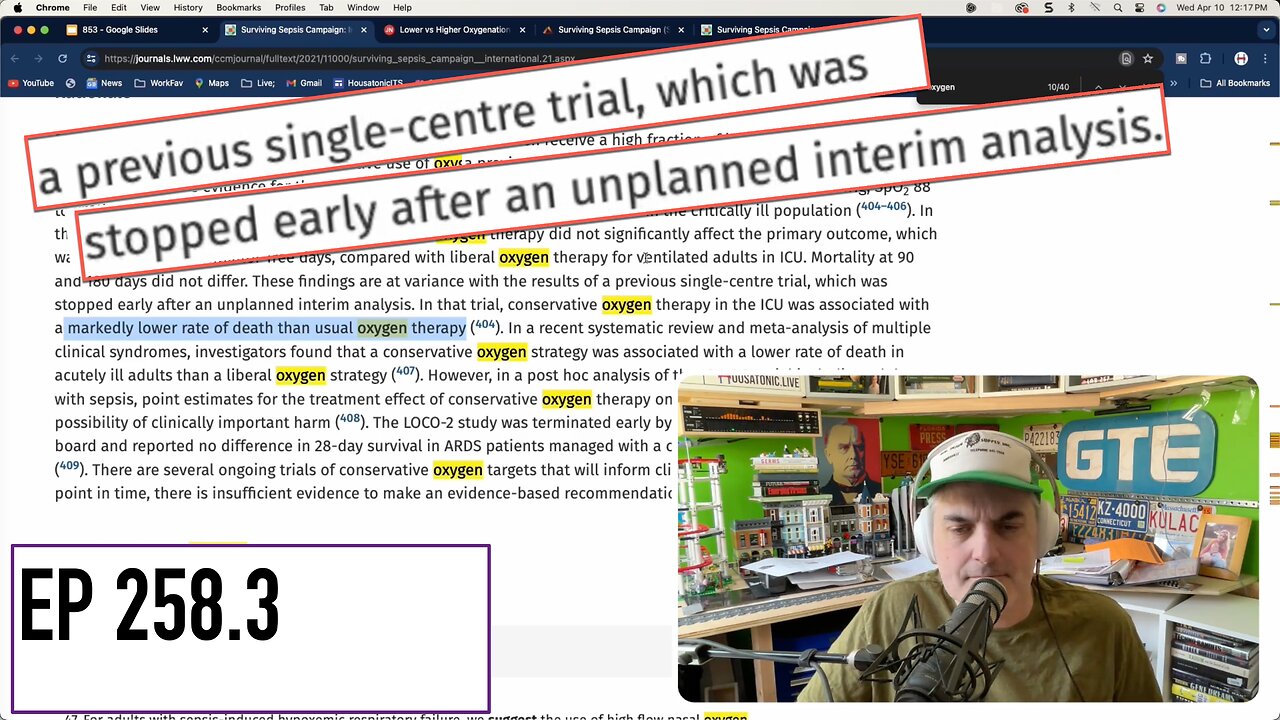 Cancelled trials regarding benefits of less oxygen for CV19 (EP 258.3) hospital protocols COVID19
