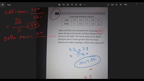 official SAT Test No 35 Section 4 (Long jump) Statistics, Mean, Equation.