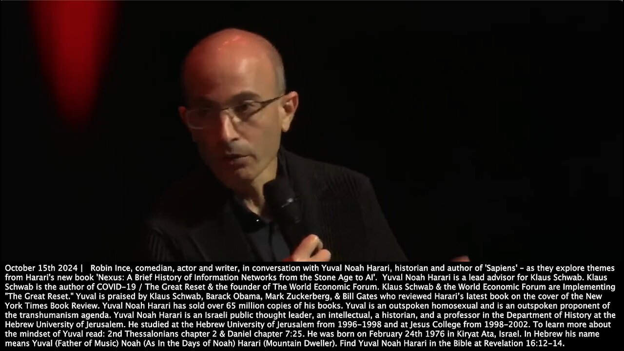 Yuval Noah Harari | "The Tenth Commandment Actually Endorses Slavery...A Letter That Was Supposedly A Letter from St. Paul to Timothy, But Most Scholars Believe It Was a Second Century Forgery (1st Timothy)." - 10/15/24