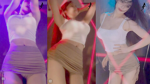 Sensual dance streamer in form-fitting hot pants showcases her style with chest pops, hip movements, and an irresistible silhouette