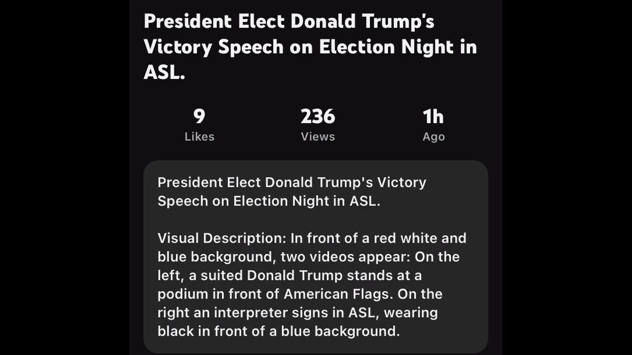 ASL interpreted - President Elect Trump’s victory speech on Election night