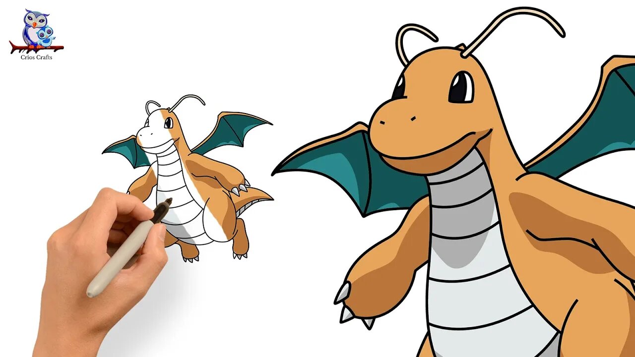 How to Draw Dragonite Pokémon - Step by Step