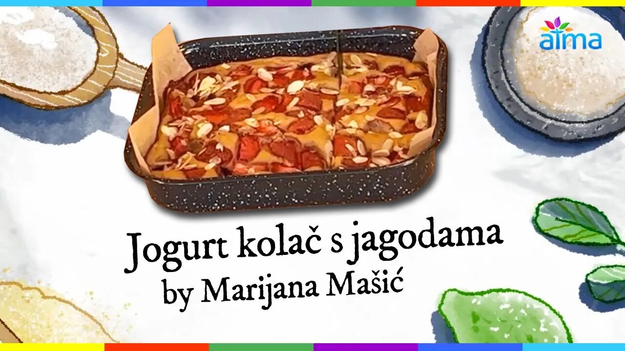 JOGURT KOLAČ S JAGODAMA - LAGANI DESERT, SAVRŠEN ZA LJETO (VEGAN) / ATMA RECEPTI