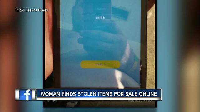 Woman finds stolen items for sale online