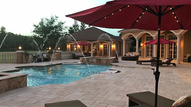 Solar Umbrellas at Sunset at Casa Bella Estate