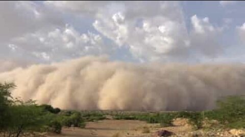 Homem filma gigante tempestade de areia!