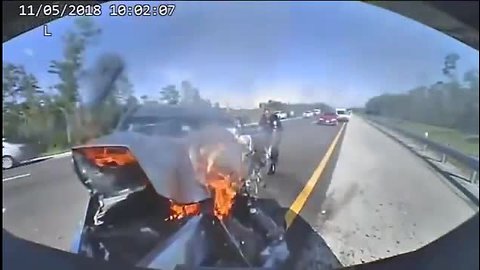 Terrifying video shows driver slam into trooper in I-75