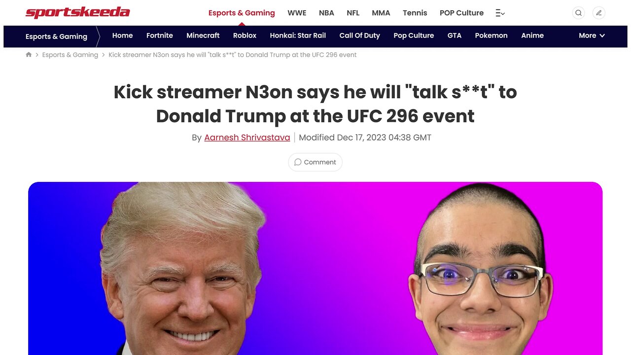 Streamer n3on Apologizes to Donald Trump, Dana White and the UFC - December 18, 2023