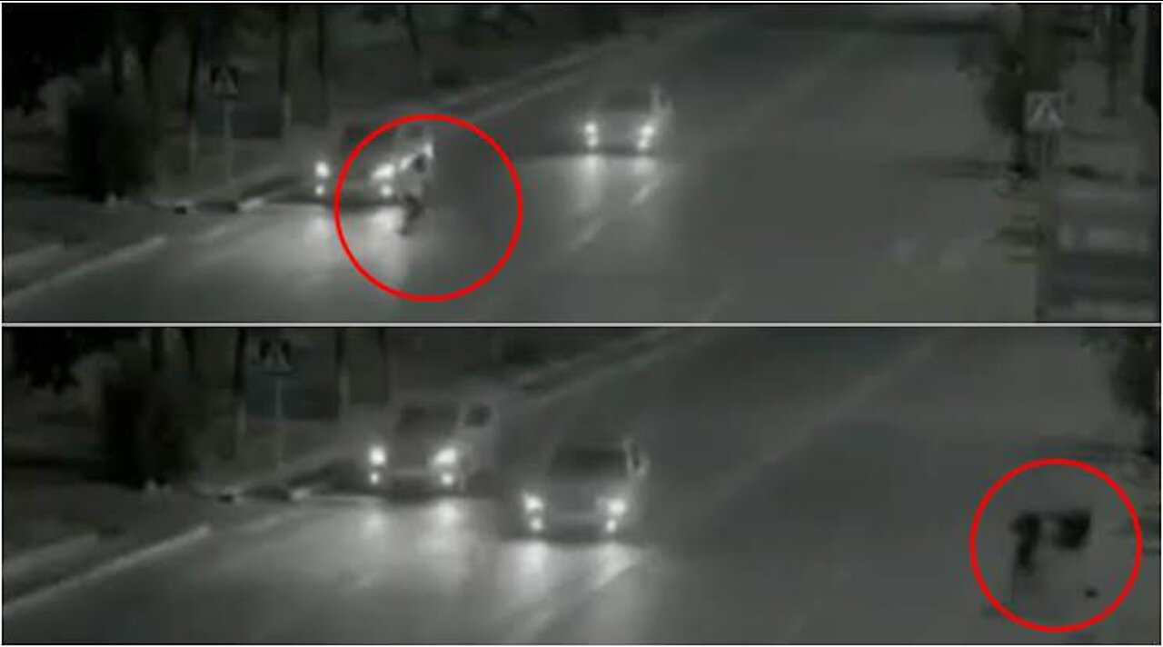 Ghost man" saves little girl's life - captured on CCTV