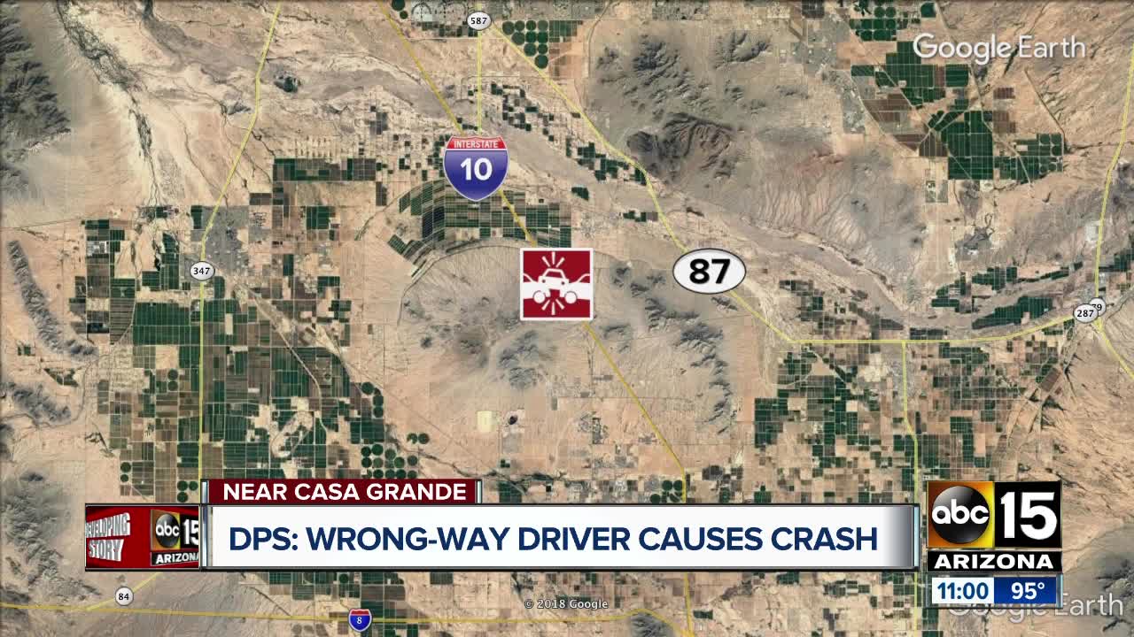 Wrong-way driver causes crash near Casa Grande