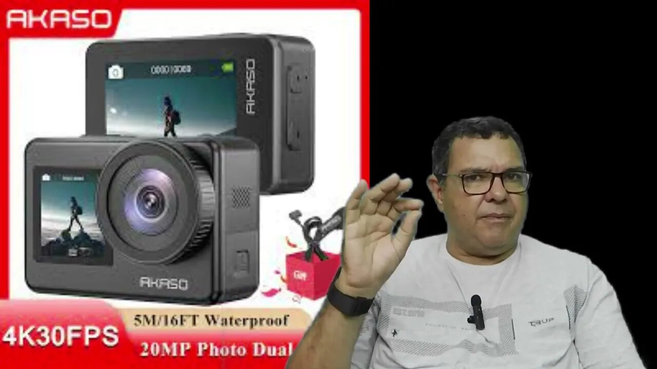 Câmera de ação Akaso Brave ; microfone externo K9 gravador de audio ASR PRO.