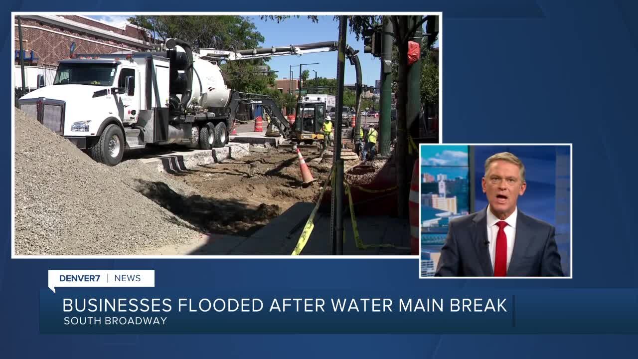 Businesses flooded after water main break