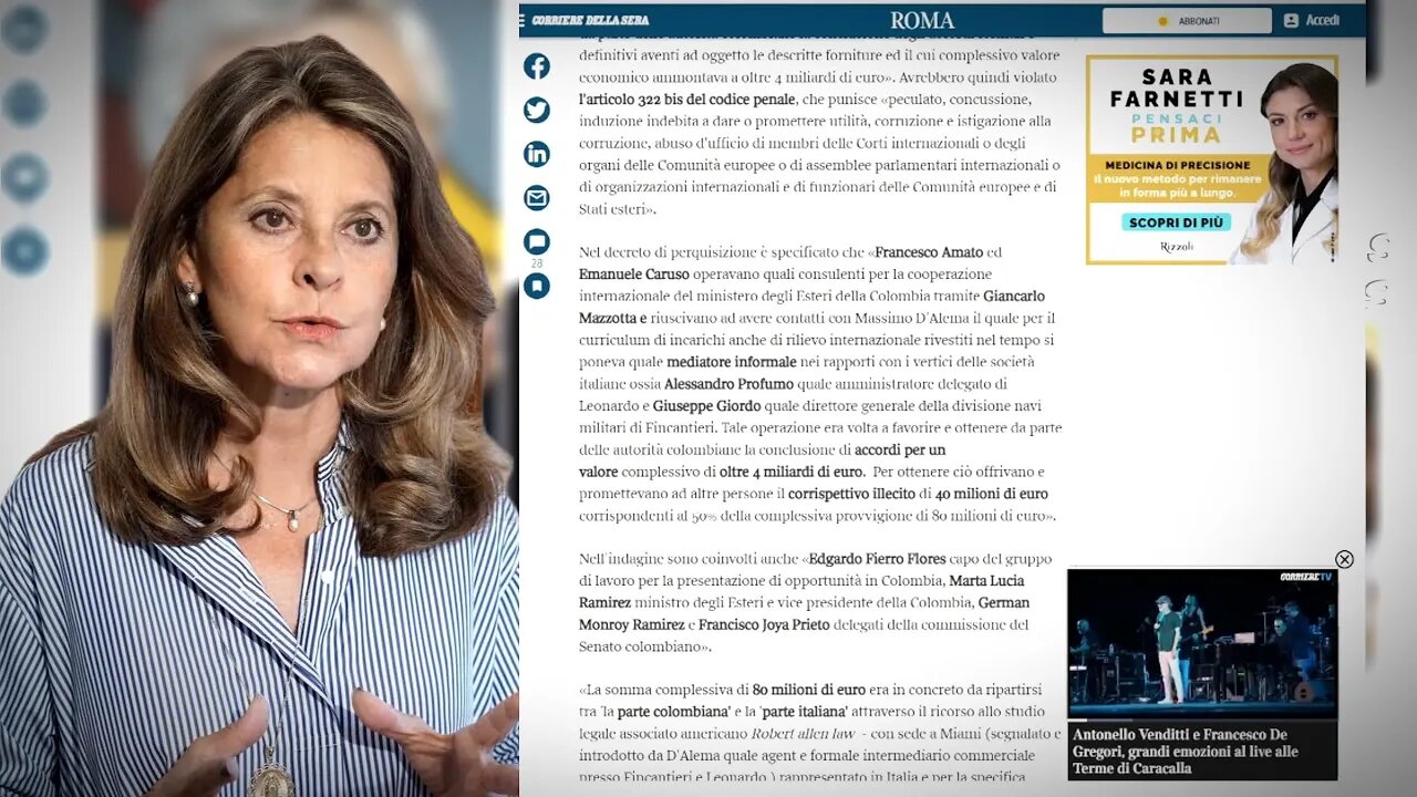 Atención 🛑Marta L. Ramírez, a investigación a exdirigente italiano COIMA por “ 40 millones de euros”