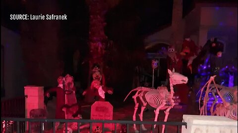 Houses decorated for Halloween
