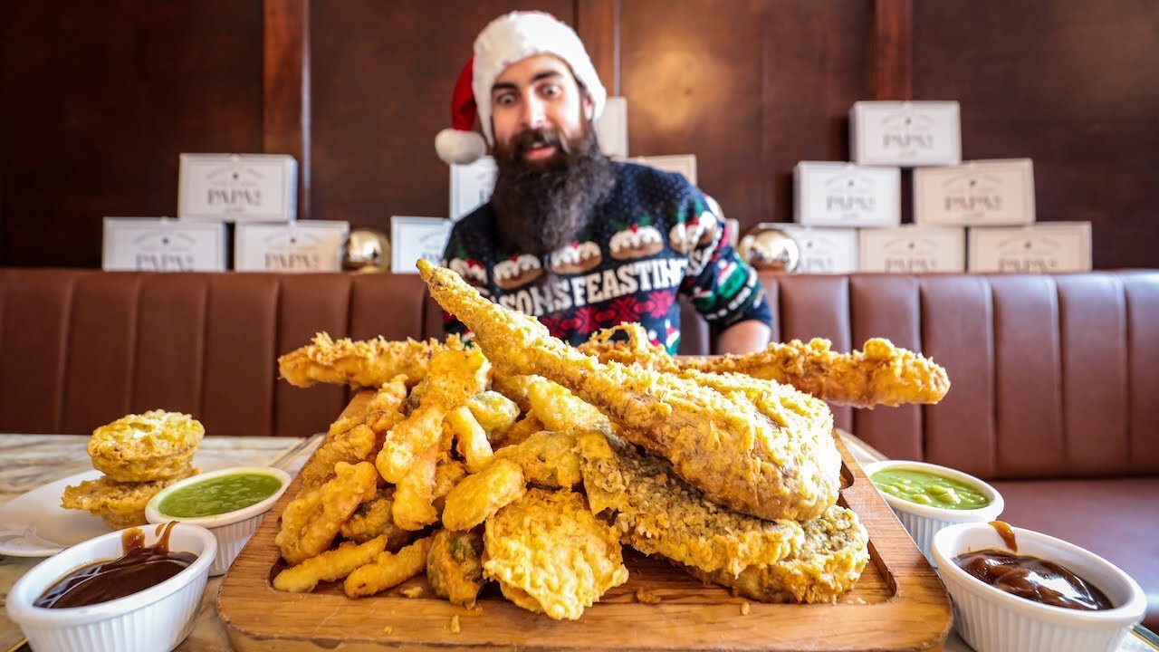 THE DEEP FRIED FULL 7LB CHRISTMAS DINNER CHALLENGE | BeardMeatsFood