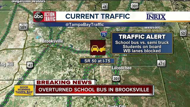 Overturned school bus in Brooksville